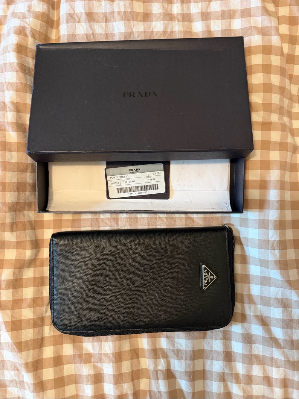 Prada Oversized Saffiano Zip-Around Wallet/Travel Document Holder